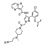 N-[3-[5-chloro-2-(difluoromethoxy)phenyl]-1-[2-[4-[(2-cyanoethyl)(methyl)amino]piperidin-1-yl]-2-oxoethyl]-1H-pyrazol-4-yl]pyrazolo[1,5-a]pyrimidine-3-carboxamide