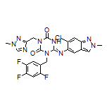 (E)-6-[(6-Chloro-2-methyl-2H-indazol-5-yl)imino]-3-[(1-methyl-1H-1,2,4-triazol-3-yl)methyl]-1-(2,4,5-trifluorobenzyl)-1,3,5-triazinane-2,4-dione