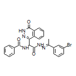 (E)-N-[2-[2-[1-(3-Bromophenyl)ethylidene]hydrazinyl]-2-oxo-1-(4-oxo-3,4-dihydro-1-phthalazinyl)ethyl]benzamide